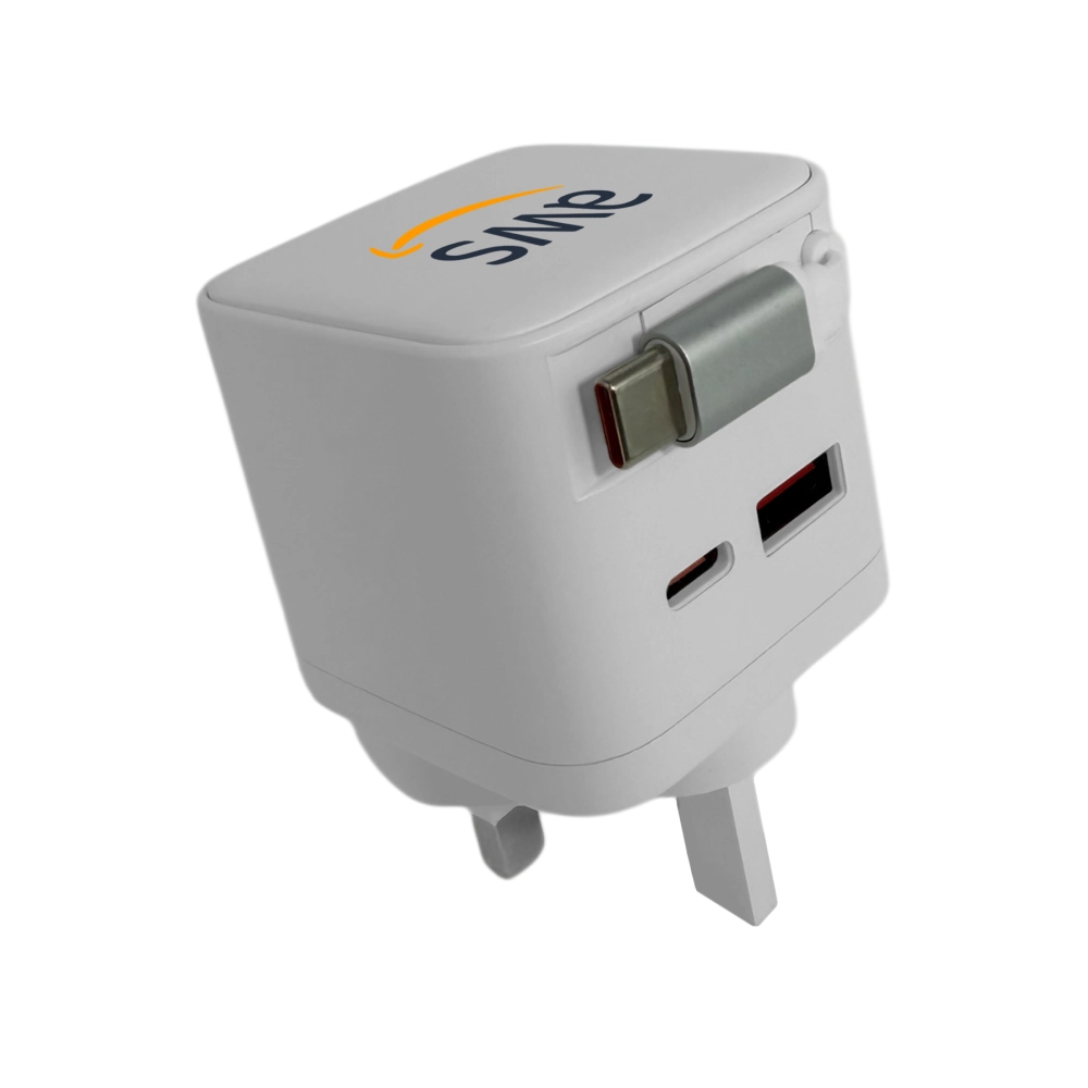 USB-C Plug Charger with Retractable USB-C Cable